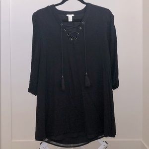 Short boho black dress